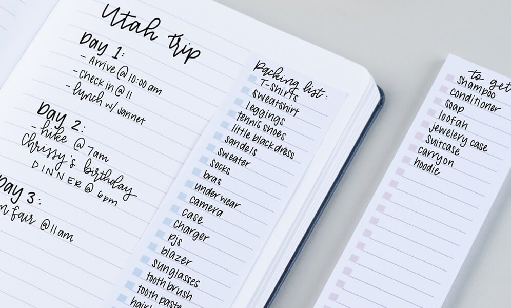Use sticky notes for important checklists and tasks
